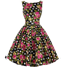 Belle Poque Stock sem mangas 23 padrões de algodão Floral Print Vintage Style Dress BP000002-12